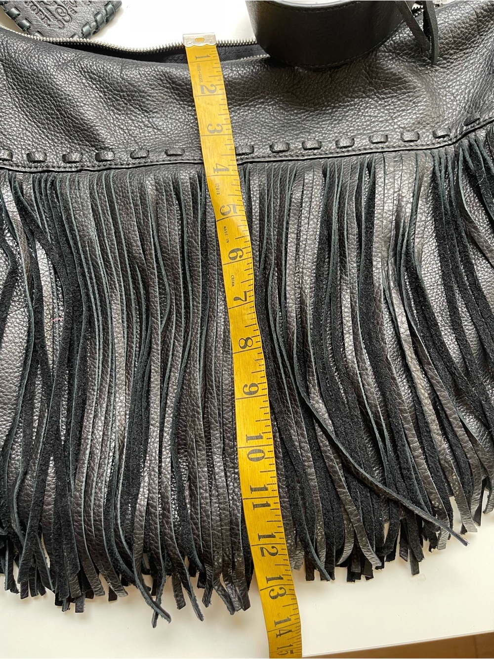 RRL Double RL Ralph Lauren Black Leather Western Fringe Hobo Shoulder Bag - Picture 11 of 14